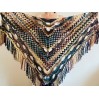 Fall wool shawl women blue violet fringe shawl gradient triangle shawl ombre shoulder shawl crochet multicolor festival shawl fall wrap