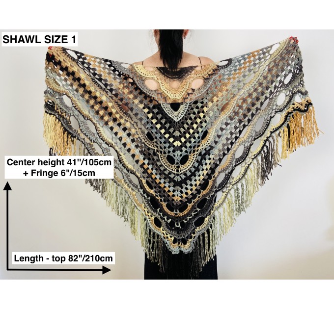  Fall wool shawl women blue violet fringe shawl gradient triangle shawl ombre shoulder shawl crochet multicolor festival shawl fall wrap  Wool  15