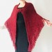 Burgundy Wedding Shawl With Pin Brooch Bridal Knit Fuzzy Wrap Triangle Scarf For Bride And Bridesmaid's