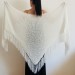  White Wedding Shawl With Fringe Faux Fur Fuzzy Triangle Evening Bridal Shoulders Wrap With Pin Brooch  Shawl / Wraps  3