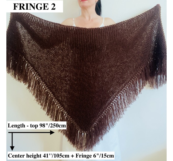  Khaki Triangle Evening Shawl Women's Fuzzy Warm Knit Shoulders Wrap With Pin Brooch Green Scarf With Fringe  Shawl / Wraps  5