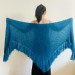  Petrol Wedding Shawl With Pin Brooch Knit Fuzzy Bridal Shoulder Wrap Triangle Bride Scarf With Fringe  Shawl / Wraps  3