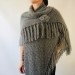  Gray Fuzzy Wedding Wrap With Fringe Knit Faux Fur Bridal Shawl For Bride  Shawl / Wraps  