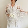 Ivory Bride Shawl Fringe, wedding cape Mohair wedding capelet, Bridal Cape, Bridesmaid shawl, Wedding wrap, Cotton shawl Lace boho