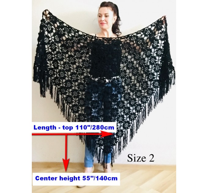  Black Alpaca shawl Wedding shawl, Mohair Bridal cover up, warm wool Triangle shawl fringe, Black lace shawl, Bridesmaid gift, Bride shawl  Shawl / Wraps  12