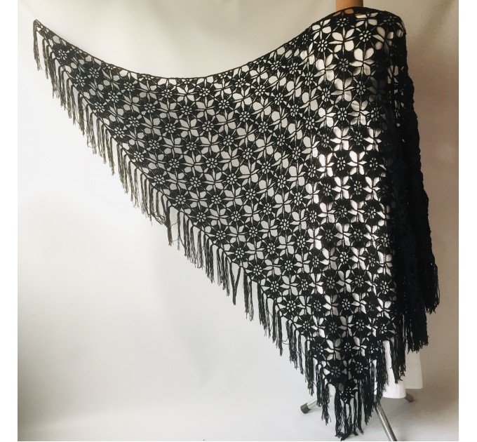  Black lace shawl triangle shawl fringe cotton shawl for wedding dress shawl bride shawl winter bridal shawl and wrap bridesmaid shawl  Shawl / Wraps  