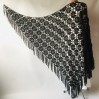 Black Alpaca shawl Wedding shawl, Mohair Bridal cover up, warm wool Triangle shawl fringe, Black lace shawl, Bridesmaid gift, Bride shawl