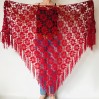 Red mohair alpaca triangle shawl fringe bridal winter shawl wedding shawl Crochet Wedding shawl warm wool shawl Knitted wrap