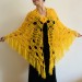  Yellow bridal extra large shawl winter wedding shawl fringe wool triangle shawl plus size bridesmaid hand crocheted bridal party shawl  Shawl / Wraps  3