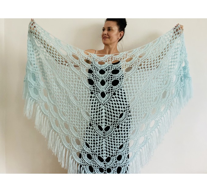  Mint triangle shawl fringe lace wedding cape bridal shawl wedding dress shawl bridal cape bridesmaid shawl wedding capelet bride shawl  Shawl / Wraps  