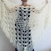 Gray Wedding Shawl, Silver Bridesmaid Mohair wrap, White Bridal cover up, Beige Lace Shawl Fringe Bridesmaid Gift pin brooch Boho Evening 
