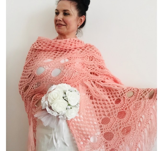 Gray Wedding Shawl, Silver Bridesmaid Mohair wrap, White Bridal cover up, Beige Lace Shawl Fringe Bridesmaid Gift pin brooch Boho Evening 