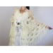  Cream bridal extra large shawl white wedding wool shawl ivory plus size bride women triangle fringe shawl hand crocheted shawl  Shawl / Wraps  