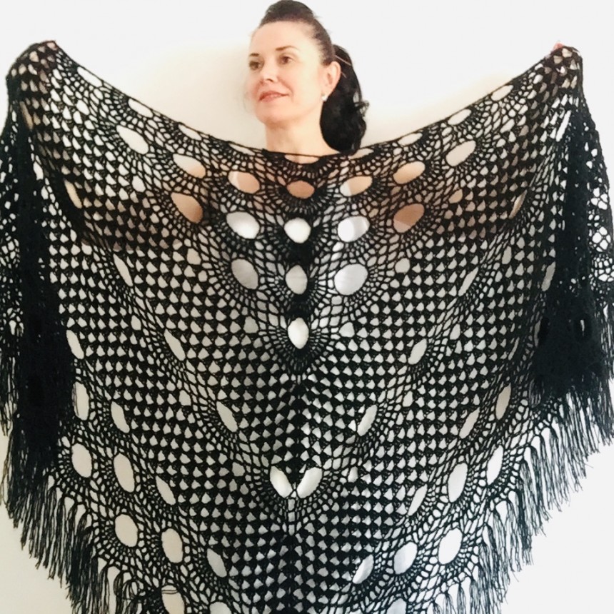 triangle cut Bridal Accessories,Gifts For Her Black fringed Scarf Scarf Bridesmaids Gift Shawl Black Wedding Shawl For Mothers Day