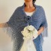  Light blue bridal wool triangle shawl fringe mohair warm knit shoulder wrap winter crochet wedding shawl large pashmina anniversary gift  Shawl / Wraps  