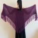  Plum Wedding Wrap Violet Bridal Shawl With Fringe Mother Of Bride Mohair Wool Triangle Scarf  Shawl / Wraps  