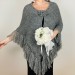  Gray Wedding Bridal Shawl With Fringe Mother Of Bride Shoulder Wrap Mohair Wool Triangle Scarf  Shawl / Wraps  