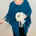  Petrol bridal triangle shawl fringe mohair wool winter crochet wedding shawl warm knit shoulder wrap large pashmina anniversary gift  Shawl / Wraps  