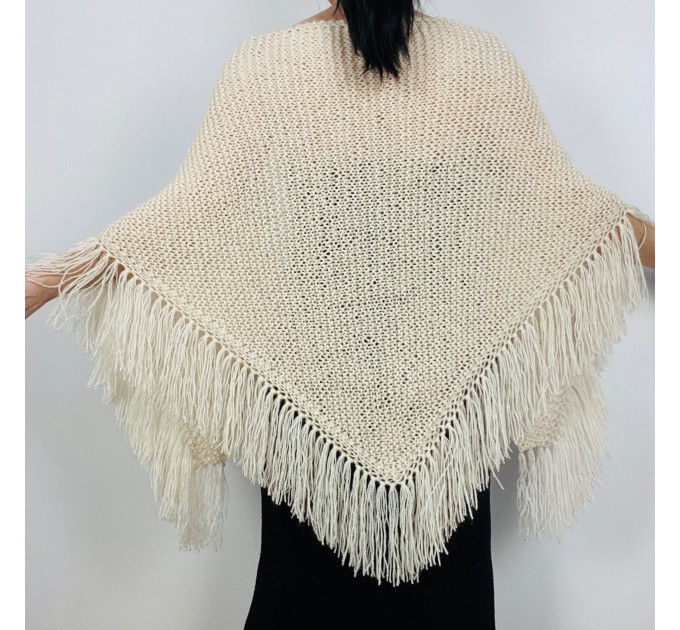  Ivory Wedding Wrap Mohair Wool White Bridesmaid Shawl With Fringe Bridal Triangle Scarf For Bride  Shawl / Wraps  