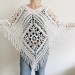  White poncho women, Plus size poncho fringe, Boho wool mohair poncho Girls poncho cape Festival Unisex loose knit  Mohair / Alpaca  