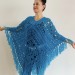  Turquoise woman poncho fringe Emerald wool cape cover up Hippie poncho women granny square poncho Blue wrap anniversary gift wife mom sister  Mohair / Alpaca  2