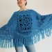  Turquoise woman poncho fringe Emerald wool cape cover up Hippie poncho women granny square poncho Blue wrap anniversary gift wife mom sister  Mohair / Alpaca  3