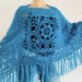  Turquoise woman poncho fringe Emerald wool cape cover up Hippie poncho women granny square poncho Blue wrap anniversary gift wife mom sister  Mohair / Alpaca  4