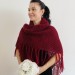  Burgundy winter bridal shawl knit shoulder wrap wool triangle shawl fringe mohair bride shawl wedding shawl anniversary gift mom wife her  Shawl / Wraps  3