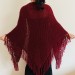  Burgundy winter bridal shawl knit shoulder wrap wool triangle shawl fringe mohair bride shawl wedding shawl anniversary gift mom wife her  Shawl / Wraps  5