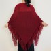  Burgundy winter bridal shawl knit shoulder wrap wool triangle shawl fringe mohair bride shawl wedding shawl anniversary gift mom wife her  Shawl / Wraps  2