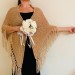  Beige Wedding Shawl Mohair Wool Bridal Wrap With Fringe Bride Triangle Scarf  Shawl / Wraps  