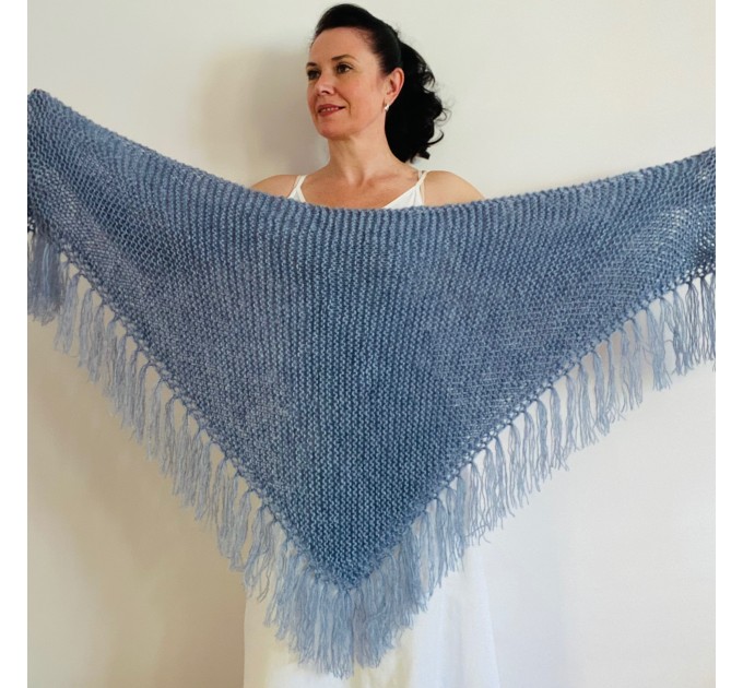  Champagne triangle wool shawl fringe mohair warm knit shoulder wrap winter crochet plus size bridal shawl large pashmina anniversary gift  Shawl / Wraps  3