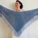  Light blue bridal wool triangle shawl fringe mohair warm knit shoulder wrap winter crochet wedding shawl large pashmina anniversary gift  Shawl / Wraps  1
