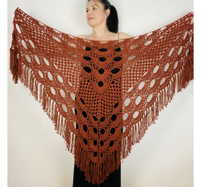  Copper wedding wool shawl alpaca bridal fringe shawl cashmere women triangle shawl silk bridesmaid shawl plus size bride shawl  Shawl / Wraps  