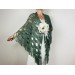 Green wedding wool shawl fringe, cashmere women triangle shawl, plus size bride shawl, alpaca bridal shawl, silk bridesmaid shawl