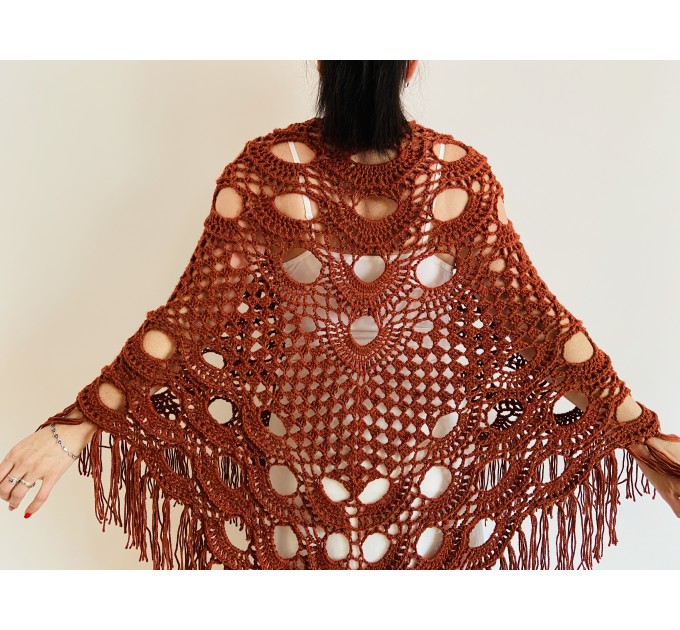  Copper wedding wool shawl alpaca bridal fringe shawl cashmere women triangle shawl silk bridesmaid shawl plus size bride shawl  Shawl / Wraps  4