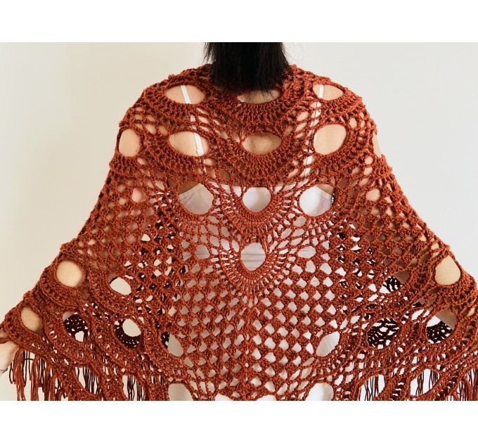  Copper wedding wool shawl alpaca bridal fringe shawl cashmere women triangle shawl silk bridesmaid shawl plus size bride shawl  Shawl / Wraps  5