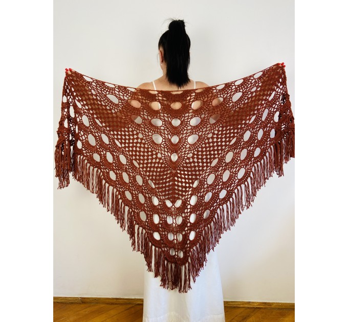  Copper wedding wool shawl alpaca bridal fringe shawl cashmere women triangle shawl silk bridesmaid shawl plus size bride shawl  Shawl / Wraps  6