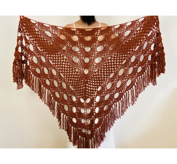  Copper wedding wool shawl alpaca bridal fringe shawl cashmere women triangle shawl silk bridesmaid shawl plus size bride shawl  Shawl / Wraps  3