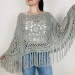  Women Poncho, Wool Poncho, Plus Size Poncho, Alpaca Poncho, Taupe Shawl, Crochet Winter Warm Fringe Poncho, Fall Knit Poncho  Mohair / Alpaca  7