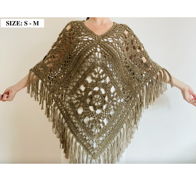  Poncho Women, Wool Poncho, Gray Alpaca Poncho, Plus Size Poncho, Crochet Winter Warm Fringe Poncho, Fall Knit Poncho  Mohair / Alpaca  2