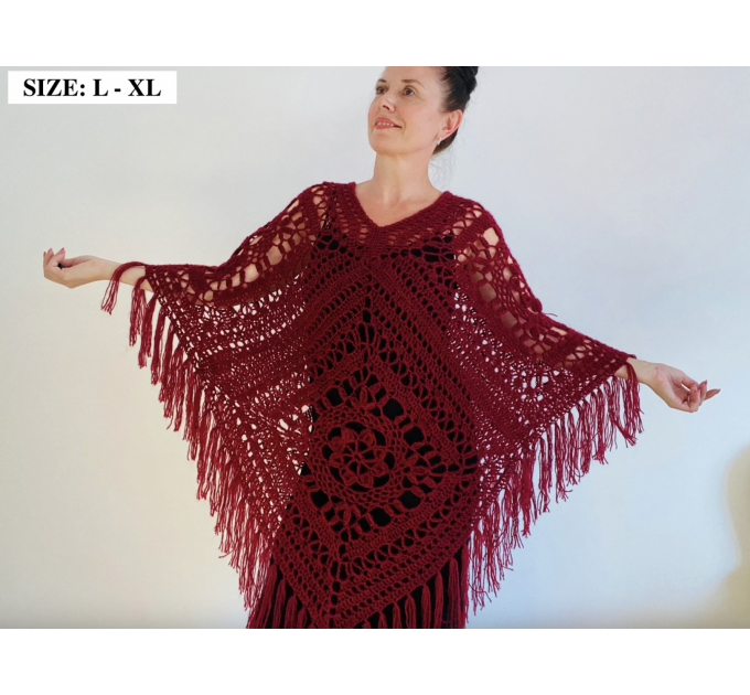  Poncho Women, Wool Poncho, Gray Alpaca Poncho, Plus Size Poncho, Crochet Winter Warm Fringe Poncho, Fall Knit Poncho  Mohair / Alpaca  3