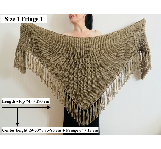  Wedding Shawl With Brooch, Bridal Evening Shawl, Plus Size Bride Shawl, Triangle Alpaca Shawl, Brown Knit Shoulders Wrap  Shawl / Wraps  9