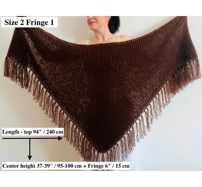  Black Wedding Shawl, Bridal Shawl, Alpaca Shawl, Plus Size Bride Shawl, Knit Shoulders Wrap, Cashmere Shawl, Triangle Fringe Shawl Crochet  Shawl / Wraps  10