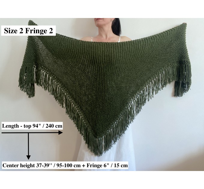  Emerald Wedding Bridal Shawl With Fringe Green Triangle Bride Shoulder Wrap Alpaca Wool Knit Scarf  Shawl / Wraps  8