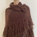  Wedding Shawl, Bridal Wrap, Alpaca Shawl, Brown Wool Knit Shoulders Wrap, Plus Size Bride Shawl, Bridesmaid Shawl, Triangle Fringe Shawl  Shawl / Wraps  5