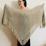 Beige Bridal Wrap, Wedding Shawl, Wool Knit Shoulders Wrap, Alpaca Shawl, Bride Shawl, Plus Size Bridesmaid Shawl, Triangle Fringe Shawl