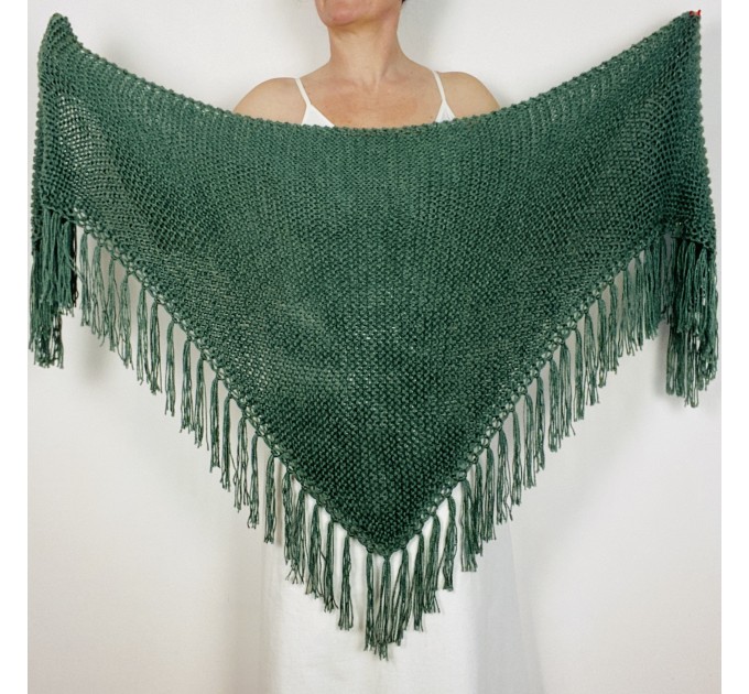  Emerald Wedding Bridal Shawl With Fringe Green Triangle Bride Shoulder Wrap Alpaca Wool Knit Scarf  Shawl / Wraps  