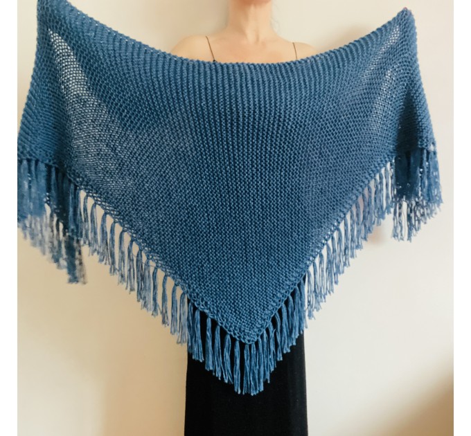  Black Wedding Shawl, Bridal Shawl, Alpaca Shawl, Plus Size Bride Shawl, Knit Shoulders Wrap, Cashmere Shawl, Triangle Fringe Shawl Crochet  Shawl / Wraps  7