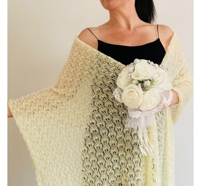  lvory bridal shawl, white wedding shawl, cream bride cover up, lace bridal scarf, bridesmaid lightweight evening shoulder wrap, mohair pashmina scarf  Shawl / Wraps  